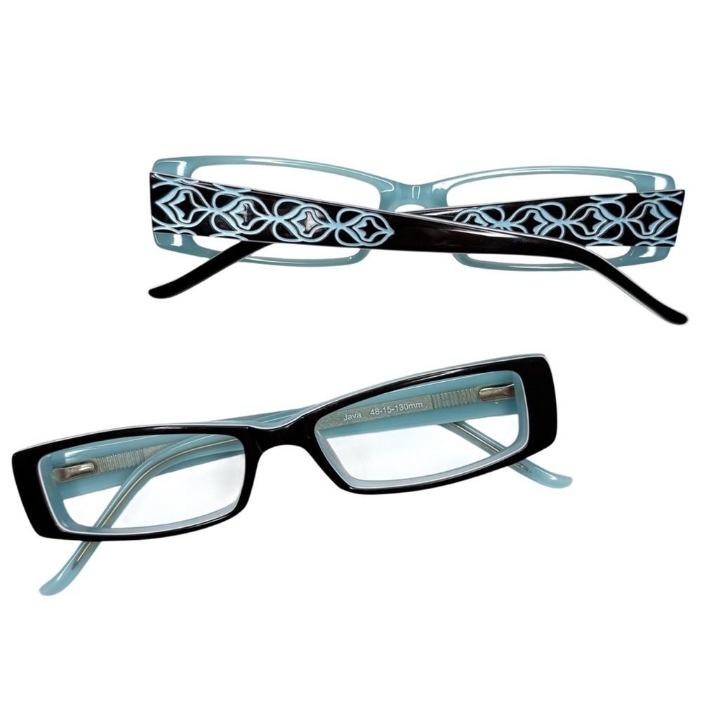 Michael Stars Black and Light Blue Rectangular Women's Reading Glasses